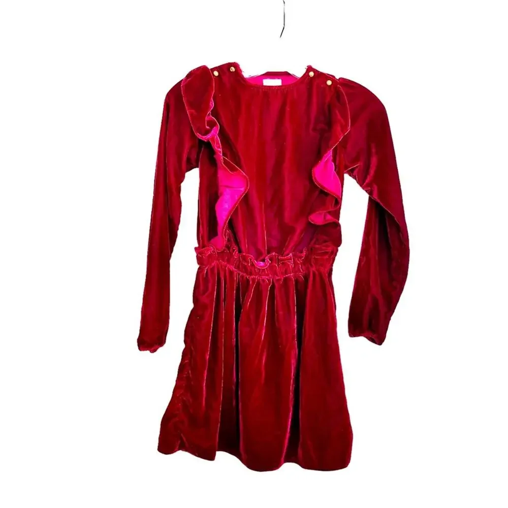 Louis Louise girls burgundy velvet long sleeve dress size 8